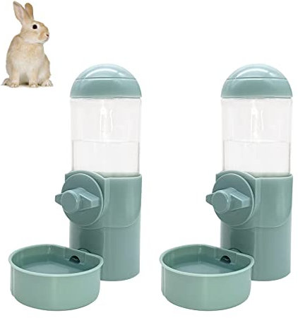 Hamiledyi Rabbit Water Bottle 17oz Bunny Hanging Automatic Water Dispenser Chinchillas Feeder Water Bowl Small Animal No Drip Plastic Water Dispenser for Guinea Pigs Chinchillas Hedgehogs Ferrets 2Pcs