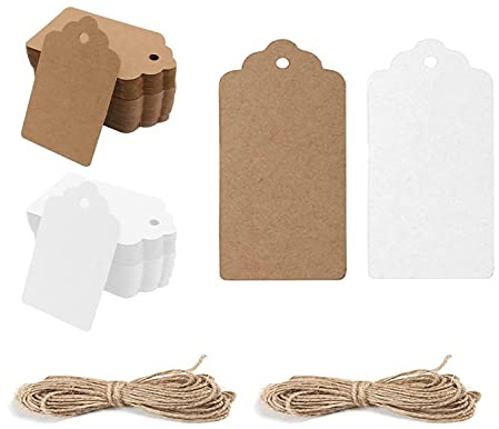 SURALIN 100 Stück 3 x 5 cm Hochzeit Geschenkanhänger - Geschenkanhänger, Kraftpapier Etiketten für Gepäck und DIY-Projekte