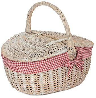 Red Hamper EH066L Picknickkorb, Rotkariert, Weiß, Weiß