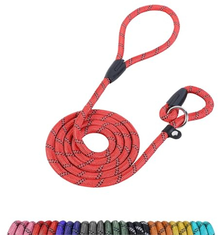 Loutep Slip Lead For Dogs-1.8m Long Rope Dog Leash Reflective Stitching | Slip On Easily With No Collar or Harness Needed Anti-Choke Dog Slip Lead Ideal for Small Puppy Large & Medium Dogs Training