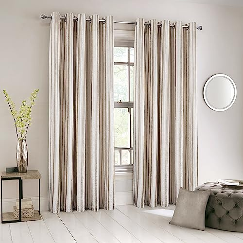 always4u Vorhang, 100 % blickdicht, aus Samt, lange Streifen, Doppelvorhänge, Wärmeisolierung mit Ösen, für Wohnzimmer, Schlafzimmer, Küche, elegant, Beige, 140 x 245 cm, 2 Stück