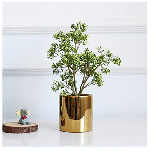 Künstliche Topfpflanze, künstliche Topfpflanzen, künstliche Pistazienbäume, Topfpflanzen, Innen- und Wohnzimmerdekoration, Mini-Kunstpflanzen (golden)