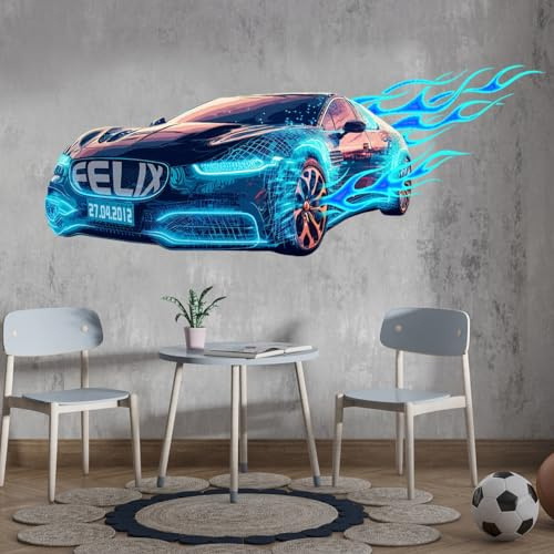 tjapalo vz47 Aufkleber, personalisierbar, Gamer-Aufkleber, 3D-Wandaufkleber, Schlafzimmer, Jungen, Wand, selbstklebend, personalisierbar, für Kinder, Wanddekoration, Jugendzimmer, Autoaufkleber (120 x