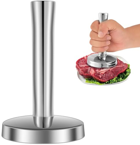 MENIBBLER Meat Pounder Flattener, Food Grade Stainless Steel Kitchen Meat Mallet Large Round Meat Mallet Tenderizer Tool Rust Proof Chicken Flattener Tool for Meat Beef Nuts Kitchen