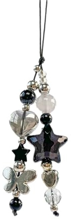1-4PCS Cute Phone Charms Aesthetic Y2K Cell Phone Charms Strap Strawberry Butterfly Star PhoneCharm Y2K Accessories for Bag Keychain Airpods Camera Pendants Decor (1x Black Star)