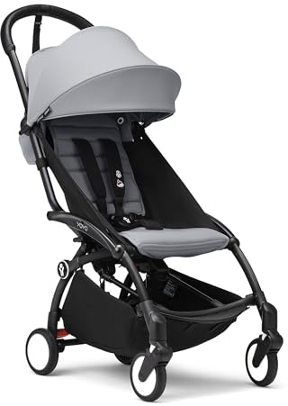 Cochecito Stokke YOYO3 a partir de 6 meses - Incluye chasis negro/cojín de asiento Stone + dosel - Se pliega y despliega en un instante - Ligero y compacto - Compatible con equipaje de mano