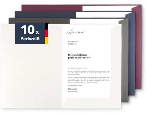 Präsentationsmappe A4 in Perlweiß (10 Stück) - sehr stabiler 350 g/m² Premium-Karton - direkt vom Hersteller STRATAG - Dokumentenmappe Mappe A4 Angebotsmappe Pappmappe Projektmappe