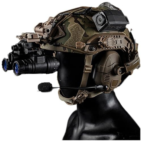 Fotrsta Outdoor Airsoft CS Spiel Helm Set, Militär Taktischer Schutzhelm SF Type Fast Helm with NVG Halterung und Tactical Headset, Teleskop-Modell Ausrüstung für Cosplay Jagd BBS
