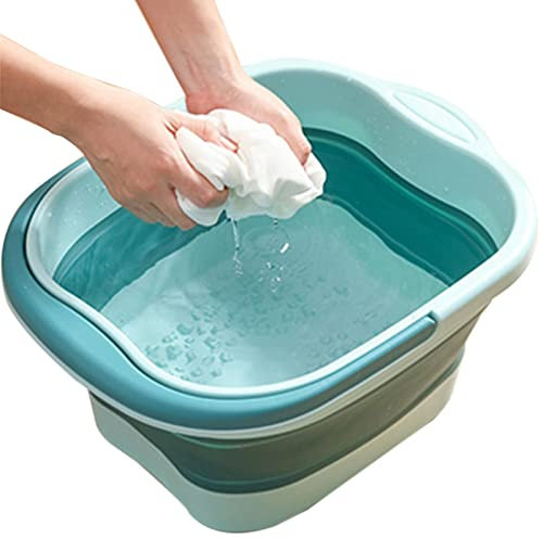 16.9 X 13 X 8.6inch PP+TPE Folding Foot Bathtub, Foot Soaking Bath Basin | Large Plas-tic Bucket, Foldable Tub For House Cleaning | Portable Foot Massage Bucket Foldable