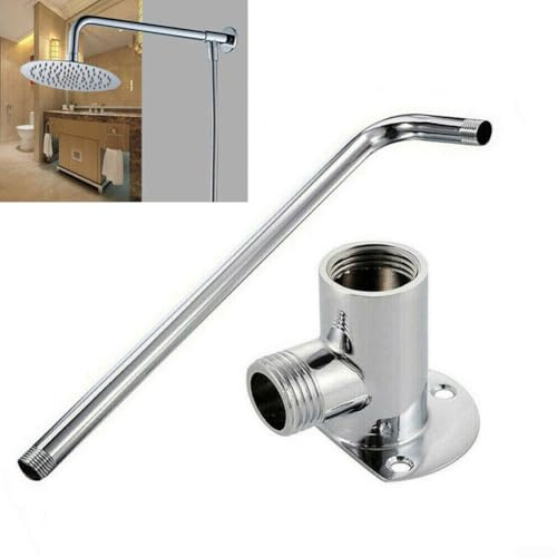 Bras de douche en acier inoxydable, bras d'extension de pommeau de douche, bras de douche résistant à la , extension murale pour pommeau de douche (bras de 30 cm + base)