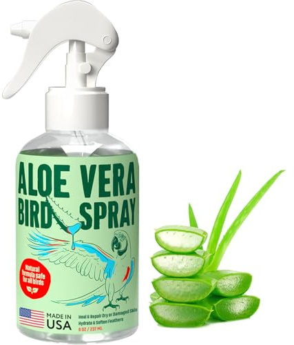Samorillo Aloe Vera Bird Spray - 8.5oz/251mL - [Made in USA] - Non-Toxic Bird Bath Relieves Dry/Itchy Skin & Softens Feathers - Safe & Effective for All Birds - Promote Healthy Plumage - Odor-Free