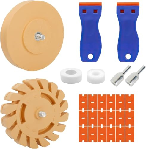 wenrescry Folienradierer,Klebstoffentfernungsklingen,radiergummi,folienradierer auto– Radierscheibe für effektive Klebstoffentfernung und Aufkleberentferner mit Adapter 100mm