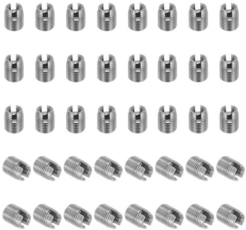 PATIKIL Self-Tapping Threaded Inserts, 40 Pcs M3 x M5 x 6mm 303 Stainless Steel Thread Adapter Reducer Slotted Screw Repair Inserts Nuts Sleeve