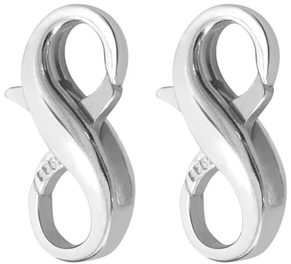 925 Sterling Silber Karabiner Verschluss für Armband und Halskette - 2 Stück Doppelkarabiner Klein - Echt Silber