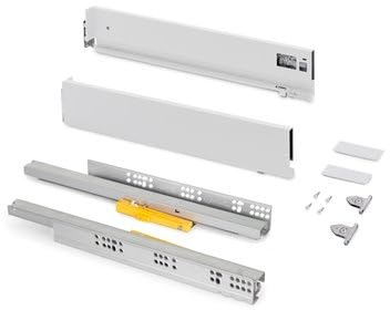Emuca - Cajones extraibles para cocina Vertex Push Sincro con regulación 3D, H 93mm, 40kg, profundidad 500mm, Acero, Pintado blanco