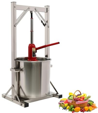 Pressoir à Fruits et vin 12, 22 ou 36 L, pressoir à cidre Manuel avec système hydraulique 3T, extracteur de jus en Acier Inoxydable, Nettoyage Facile, Presse-Agrumes Professionnel(12L)