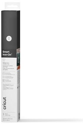 Cricut Smartes Vinyl zum Aufbügeln, 33 cm / 13in x 0,9 m / 3 ft, Smartes Wärmetransfer-Vinyl (HTV) für matlose Herstellung mit kompatiblen Cricut Smart-Schneidemaschinen, Schwarz