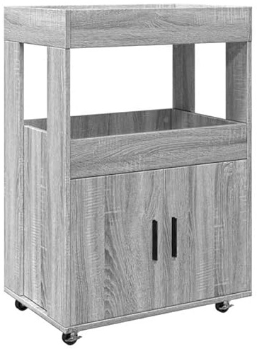 Eleganz Barwagen Grau Sonoma 60x39,5x89 cm aus Holzwerkstoff - Stilmöbel für Wohnzimmer & Küche, modernes Rollregal mit robustem Design, platzsparend & multifunktional
