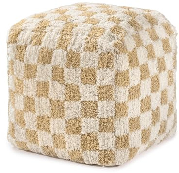 Anji Mountain 100% Handmade & Handcrafted Comfortable Home Décor Pouf Ottoman Footrest for Living Room, Bedroom, Nursery, Kidsroom, Patio Furniture - (20 x 20 x 20 - Beige)