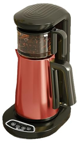 Cafetera turca eléctrica de acero inoxidable de 2,8 l con mango ergonómico antiescaldaduras, 1800 W for calentar café expreso, té y leche(Red)