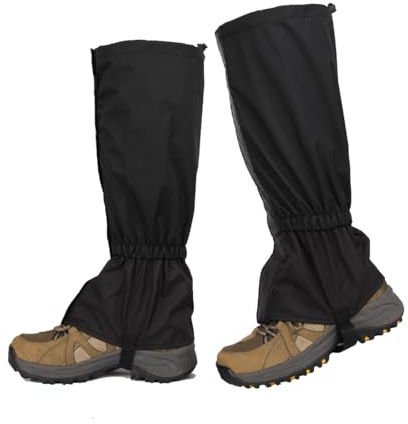 AEKZOX 1 Paar Einstellbare Wasserdicht Atmungsaktive Outdoor Gamaschen Beinschutz Gaiter für Wandern Skifahren Klettern (Schwarz)