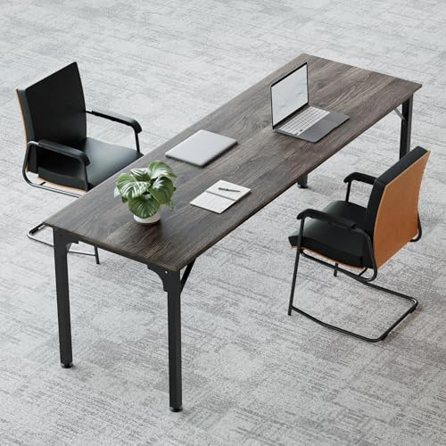 TinFrey Mesa de Oficina Extra Larga 200 cm Escritorio Oficina Mesa de Ordenador Doble para 2 Personas, Gran Mesa de Oficina/Trabajo de Madera, Mueble de Oficina Home Office y Mesa de Conferencias