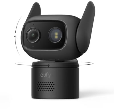 eufy Security C31 Cam 360° PTZ per Interni/Esterni, Doppia antenna, Nero | Visione notturna a colori, Rec 24/7 memoria locale, Nessun costo, IA persone/veicoli/animali, Nero.