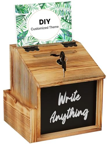 Uniclife Spendenbox aus Holz mit Schlitz, Schloss und Tafel | Für Hochzeit, Kirche & Klassenzimmer. Nutzbar als Wahlurne, Gebetsbox oder Vorschlagbox