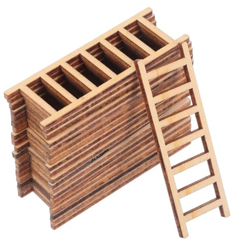 VICASKY 30pcs Miniature Wood Ladders Dollhouse Staircase Handrail Decorative Figurine for Dollhouse Miniature Furniture