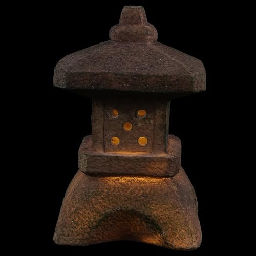 Baluue Lámpara Solar Pagoda Pequeña para Jardín Luz Decorativa para Patio Estatua de Piedra Diseño Zen Resistente a Exteriores Iluminación Ecológica para Decoración de Terrazas y