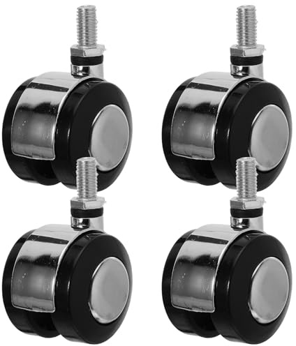 HOMSFOU 4pièces Lot De Roulettes Pivotantes Pour Chaise De Bureau Roulettes De Rechange à Filetage Pour Sols Durs Et Moquettes