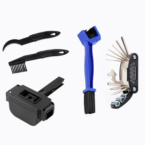 Nohumem] 5-in-1 Bike Chain Cleaner & Emergency Repair Tool Kit - Professional Bicycle Chain Scrubber, Gear Brushes, & 16-in-1 Multi-Tool - Complete Maintenance Set for Road, MTB, & E-Bikes (black)