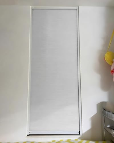 Skjutbar Concertina dörrskärm – infällbar icke-vävd och metallspår för garderob skåp kök – vit passar 180–210 cm höjd (55,5 x 79,9 tum)