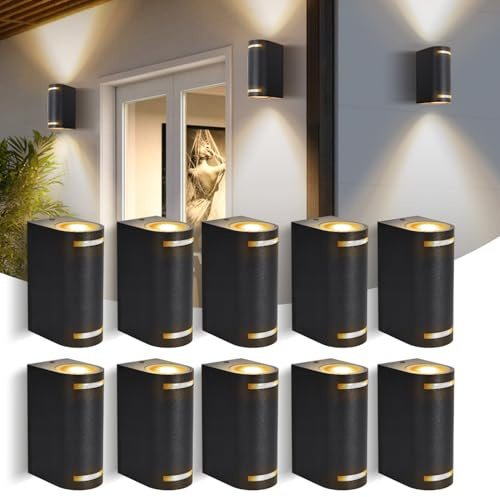Aigostar Applique LED da Parete Esterno,Lampada da Parete Alluminio GU10,10 Pezzi, Impermeabile IP65 Luce Esterno da parete, Perfetta per Patii, Giardini, Corridoi, Balconi, Portici,Vialetti