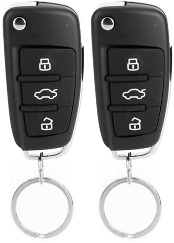 BONKZEBU Universal Keyless Central Lock Car Alarm System Remote Control Kit for Remote Locking/Unlocking, with Direction Light Flashing for Enhanced Car Security, 3 Buttons for Convenience, Black