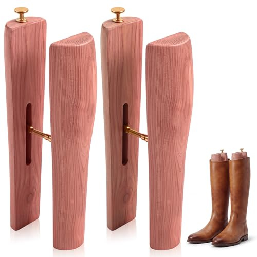 Mifoci 14'' 12''cedar Boot Tree Shaft Shaper Tall Boots Stretcher Insert Shape Holders 100% Natural Cedar for Men & Women, Wood Color, 14 Inch