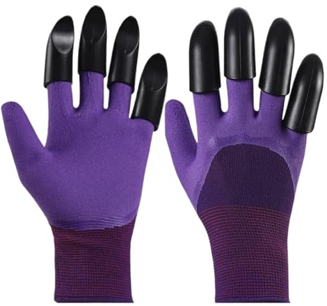 Generisch Wasserdichte Gartenhandschuhe mit Krallen, atmungsaktives Graben, Pflanzen, stichfeste Ausrüstung aus Latex(Pink)