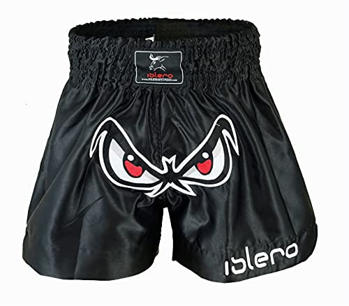 Islero Muay Thai Fight Shorts MMA Kick Boxing Grappling Martial Arts Gear UFC Men (UK, Alpha, Regular, Regular, Black, L)