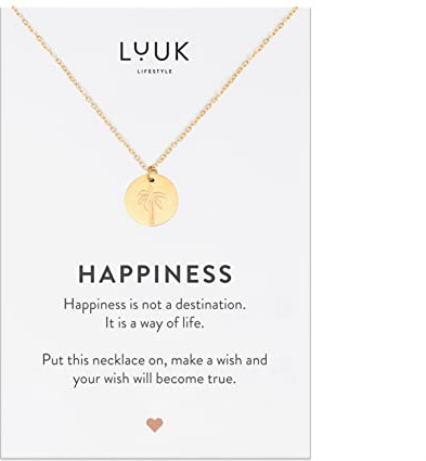 LUUK LIFESTYLE Damen Halskette mit Anhänger, Edelstahl, 50cm verstellbar, wasserfest, Geschenk für Freundin, Mutter, Frau, Schwester, Glücksbringer, Silber|Gold|Roségold
