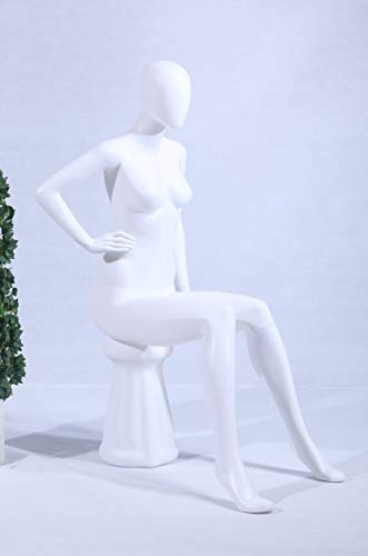 Eurohandisplay NFC-66W Frau weibliche Schaufensterpuppe FC matt weiß ohne Gesicht Arme und Kopf 360 Grad drehbar Schaufensterpuppe Female Mannequin Egghead (NFC-66W Frau)