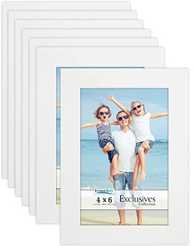 Icona Bay 4x6 Picture Frames (White, 12 Pack), Sturdy Wood Composite Photo Frame 4 x 6, Sleek Design, Table Top or Wall Mount, Exclusives Collection