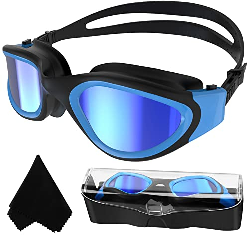Winline Polarisiert/Nicht Polarisiert Schwimmbrille Erwachsene Jugendliche,Anti-Beschlag-UV-Schutz Wasserdicht klare Sicht einfach einzustellen mit weichen Nasenstegen für Herren Damen