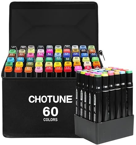 Touchcool Marcador de 80 colores Marker Pen Marcadores de Graffiti con doble punta La versión mejorada añade una base de almacenamiento (60)