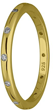 Treuheld® Schmaler 925 Sterling Silber Ring mit Kristallen | 3 Farben