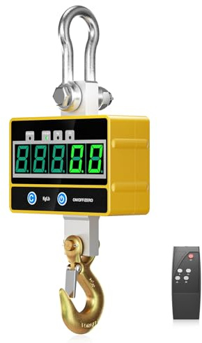 Yontwe Elektronische Hängewaage 2000kg Industrielle schwere Hängewaage Wiederaufladbare superklare digitale Kranwaage Hochpräzise elektronische 2T Hakenwaage mit Fernbedienung