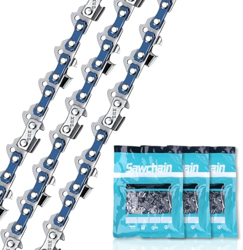 3Pcs Catena per Motosega 14 Pollici (35cm), 52 Maglie, Passo 3/8, Spessore 0.050 (1,3 mm), Catena di Ricambio per Motosega, Catena per Motosega Basso Rimbalzo per Cesoie da Potatura