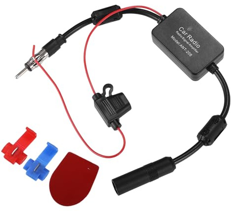 QUARKZMAN Amplificador De Señal De Antena De Radio FM/Dab para Coche 1 Set | Material: Plástico Y Metal, Voltaje: 12V, Longitud: 53.5Cm, Tamaño: 5.5X3.5Cm (L*W), Condición: Nuevo