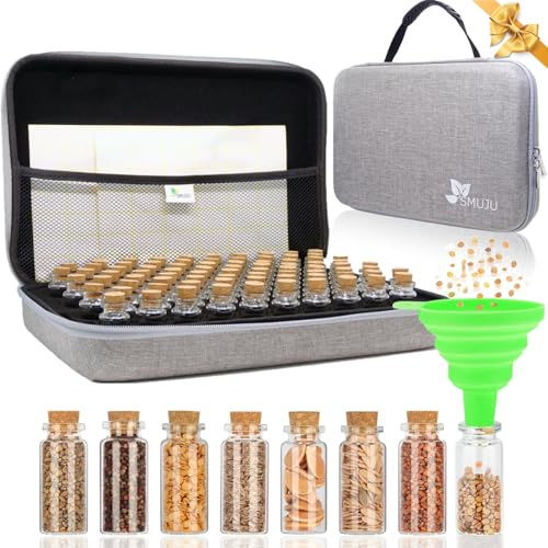 【80 Slots】Saatgut Aufbewahrungsbox, Lagerung von Saatgut, Saatgut Aufbewahrung mit Etiketten Aufklebern und Trichter, Samen Organizer, Seed Storage für Gemüsesamen,Blumensamen (Samen nicht Enthalten)
