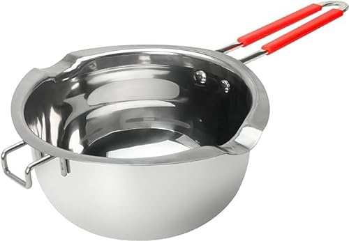 JEMESI Bagnomaria in Acciaio Inox, 1200ml Bagnomaria per Cioccolato, Universal Double Boiler beccucci, Fondo Piatto, per Sciogliere Il Formaggio al Burro di Cioccolato