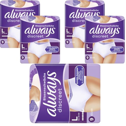 Discreet Inkontinenz Höschen Gr. L Pads Damenbinden 9 STÜCK x 5 Packungen